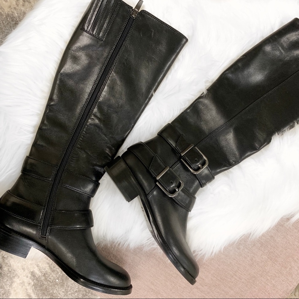 Via Spiga leather buckle tall boots
